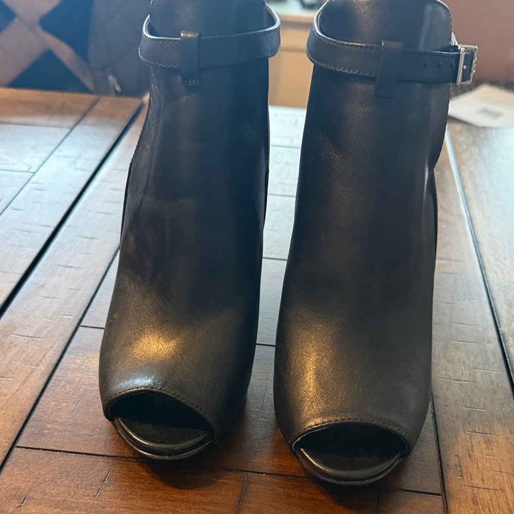 MICHAEL Michael Kors Black Peep-Toe Heeled Boots
